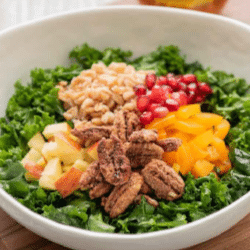 Colorful Kale and Farro Salad in Bowl