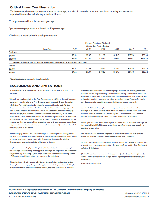 Critical Illness Benefit Info, page 4