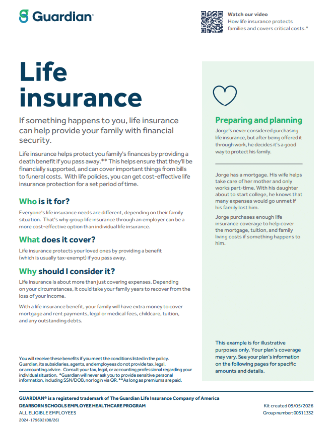 Life Insurance benefit info - Pg1