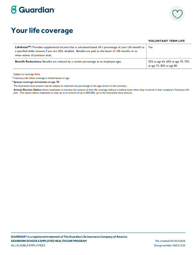 Life Insurance benefit info - Pg3