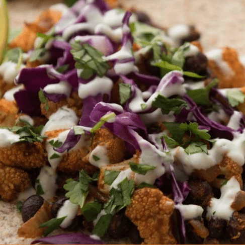 cauliflower black bean tacos with lime